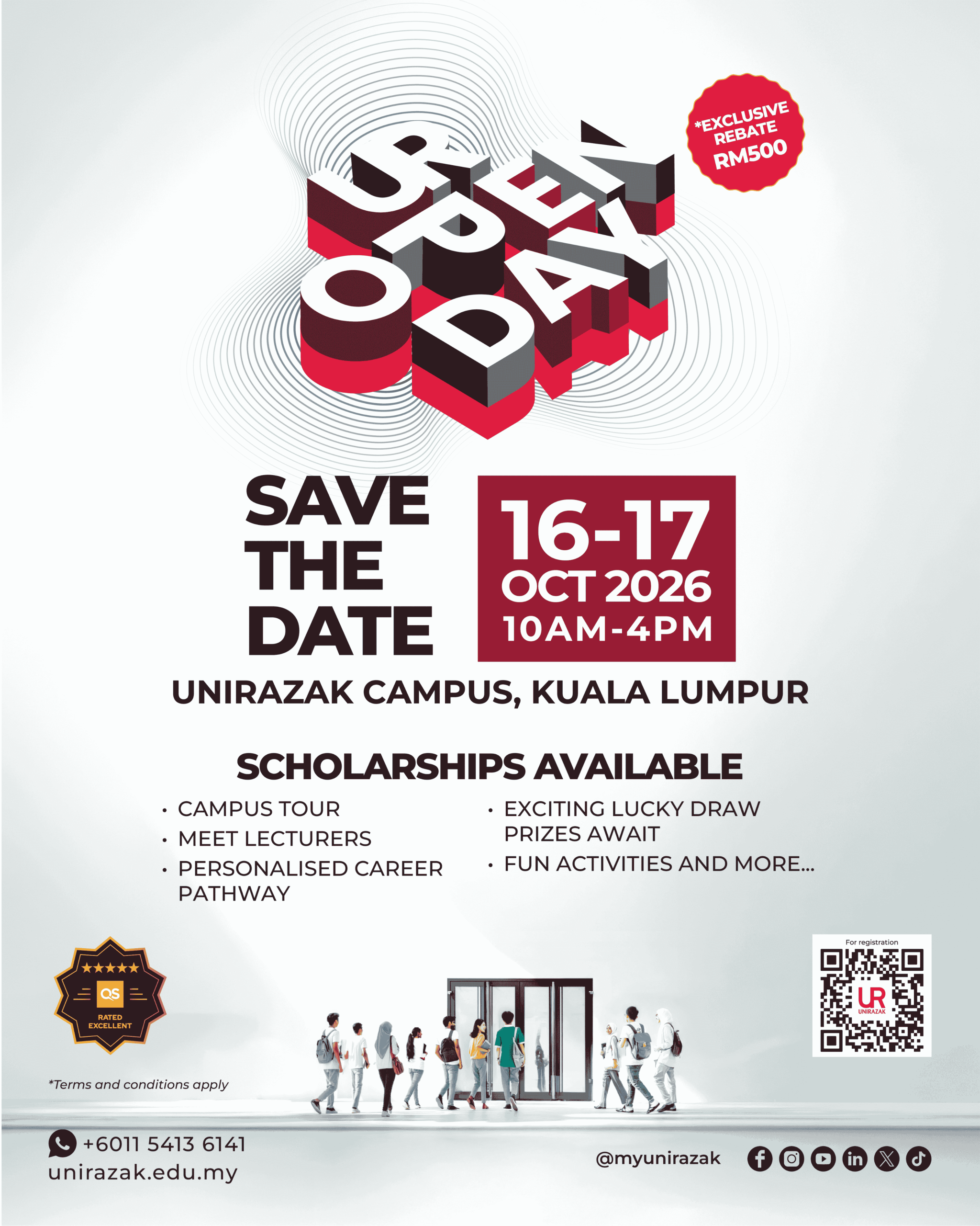 UNIRAZAK Open Day, 16 to 17 October 2026, 10 AM to 4 PM